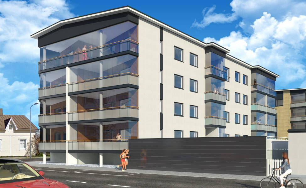 3D mallinnus kerrostalo